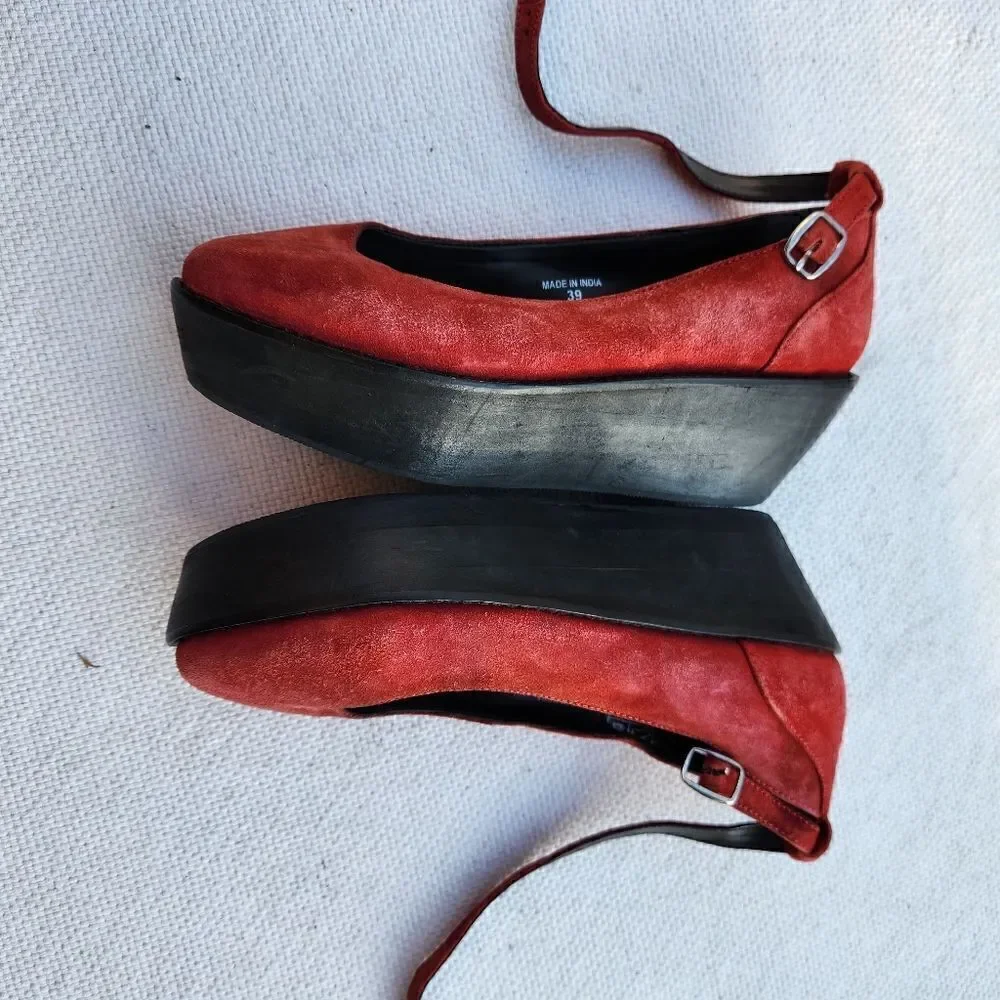 Office london red full platform mary janes